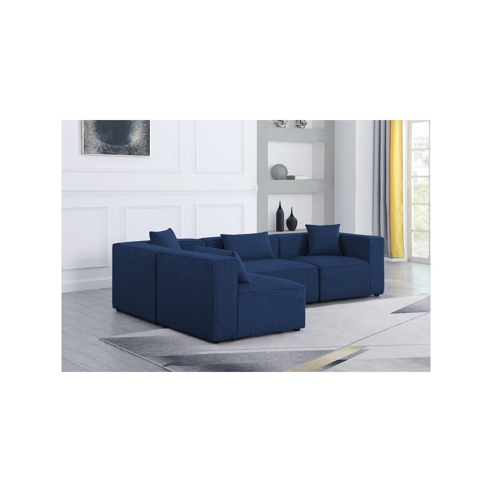 Cube Navy Durable Linen Textured Modular Sectional