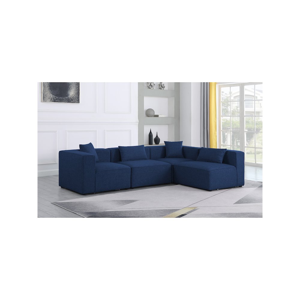 Cube Navy Durable Linen Textured Modular Sectional