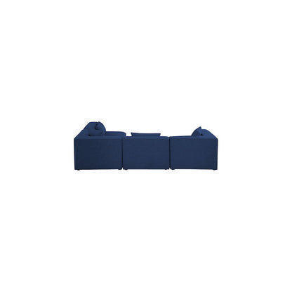 Cube Navy Durable Linen Textured Modular Sectional