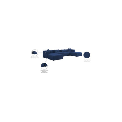 Cube Navy Durable Linen Textured Modular Sectional