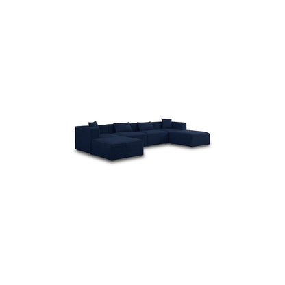 Cube Navy Durable Linen Textured Modular Sectional