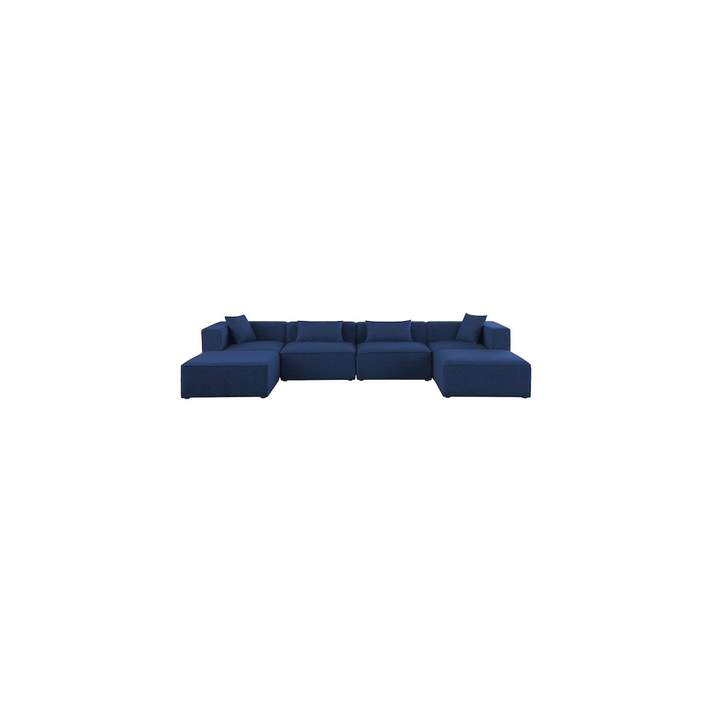 Cube Navy Durable Linen Textured Modular Sectional