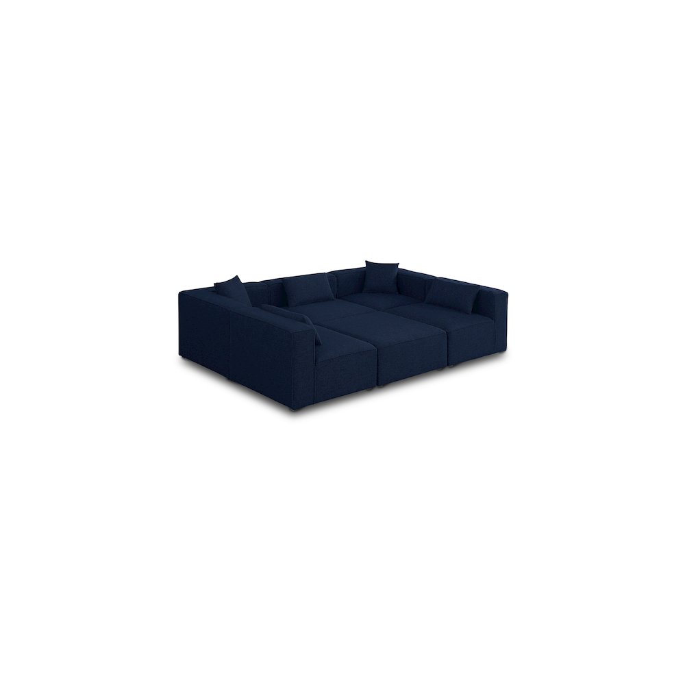 Cube Navy Durable Linen Textured Modular Sectional