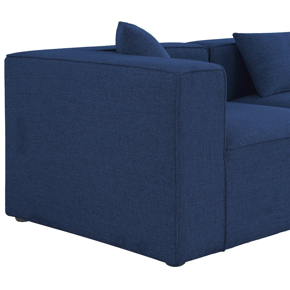Cube Navy Durable Linen Textured Modular Sectional