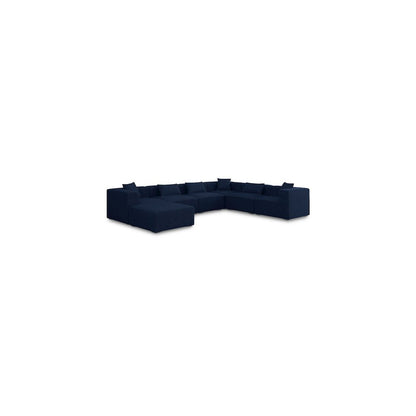 Cube Navy Durable Linen Textured Modular Sectional