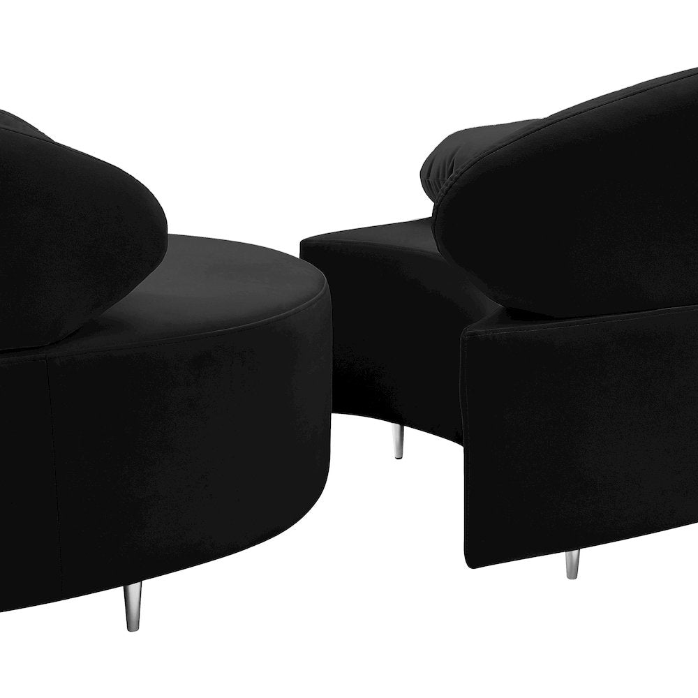 Vivacious Black Velvet 3pc. Sectional
