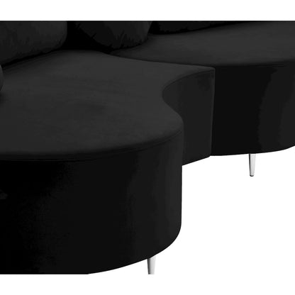 Vivacious Black Velvet 3pc. Sectional