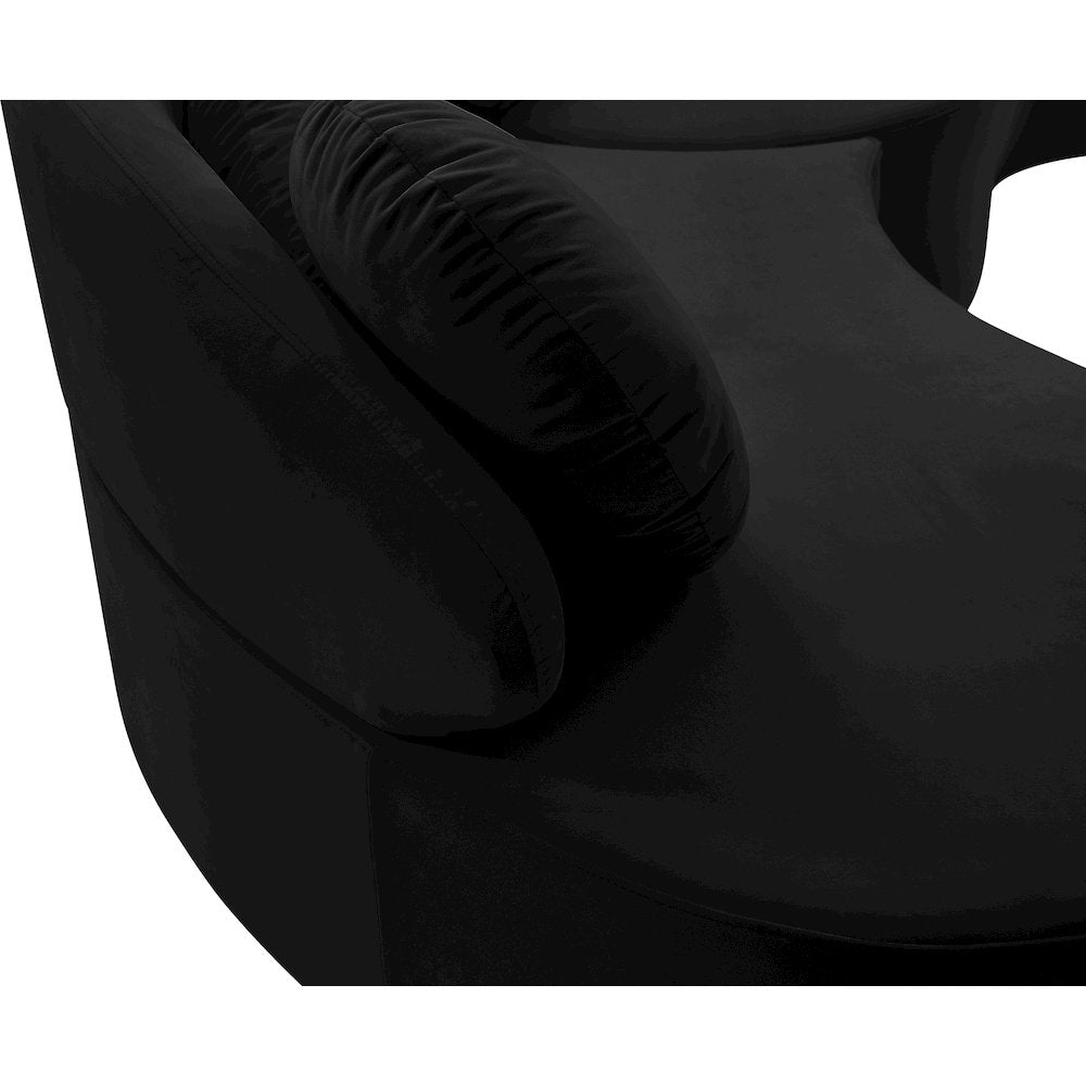 Vivacious Black Velvet 3pc. Sectional