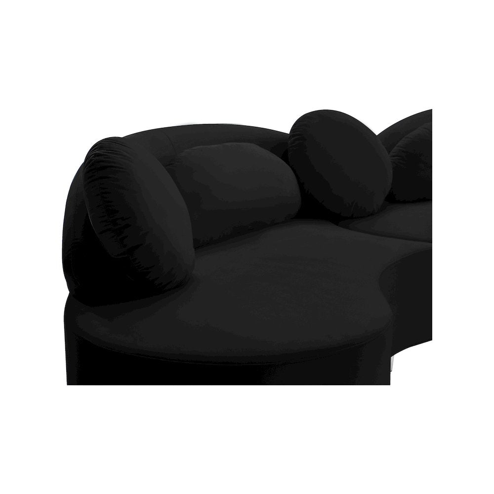 Vivacious Black Velvet 3pc. Sectional
