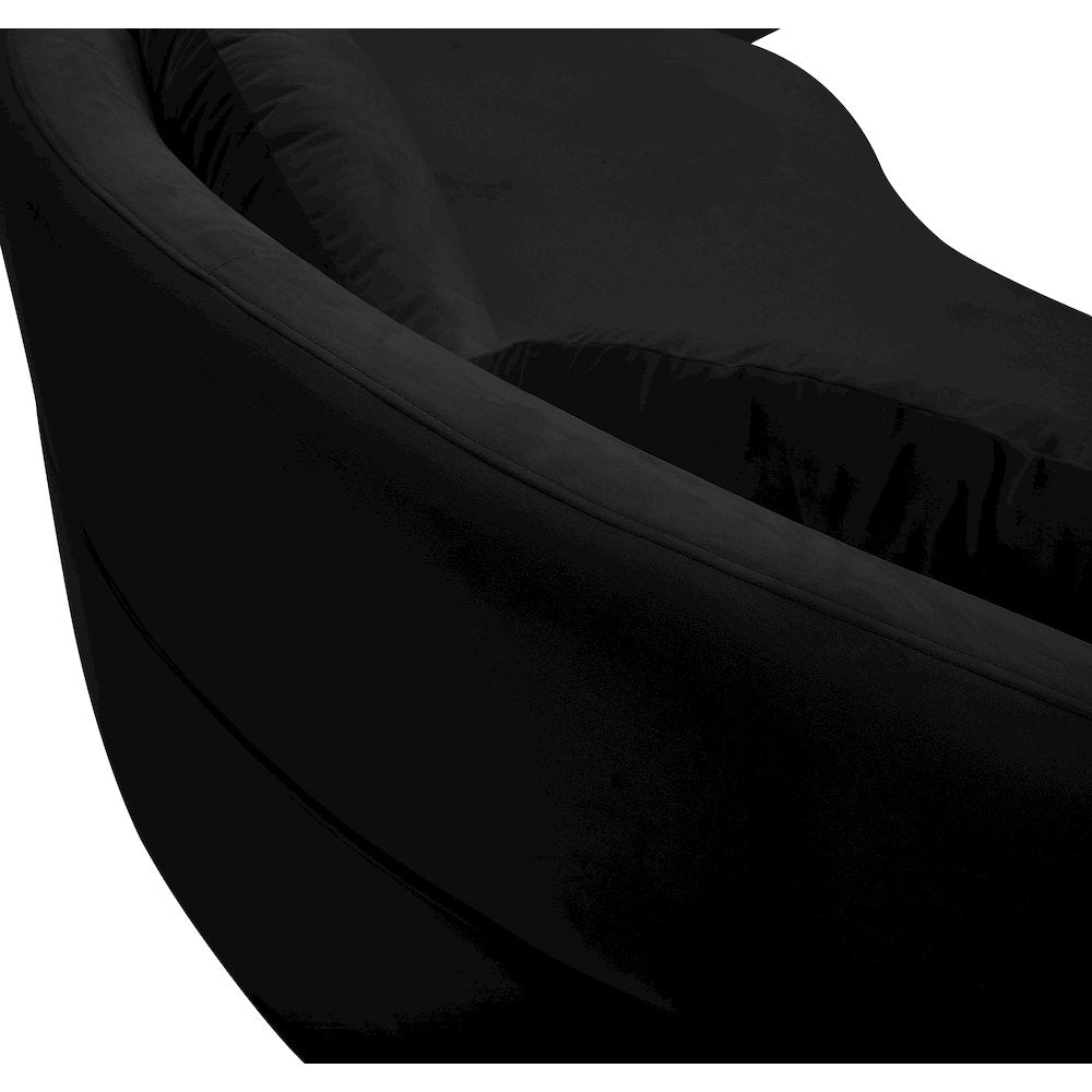 Vivacious Black Velvet 3pc. Sectional