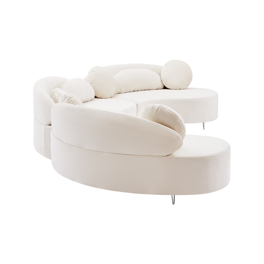 Vivacious Cream Velvet 3pc. Sectional