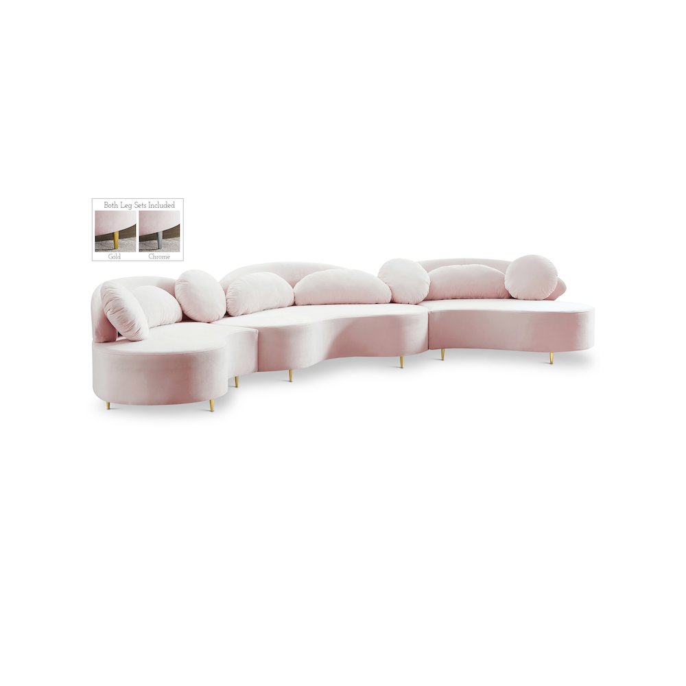 Vivacious Pink Velvet 3pc. Sectional