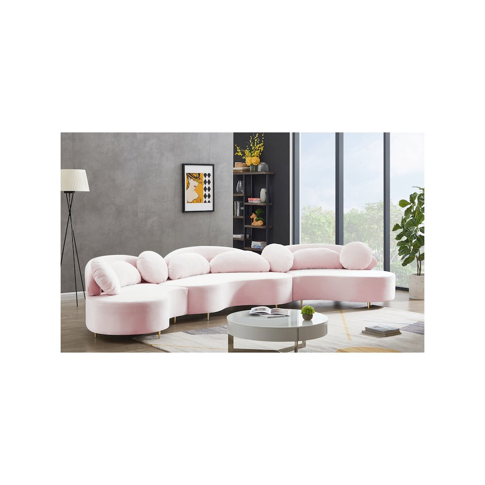 Vivacious Pink Velvet 3pc. Sectional