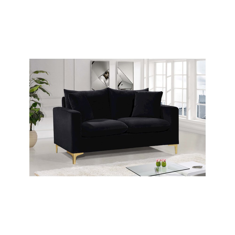 Naomi Black Velvet Loveseat