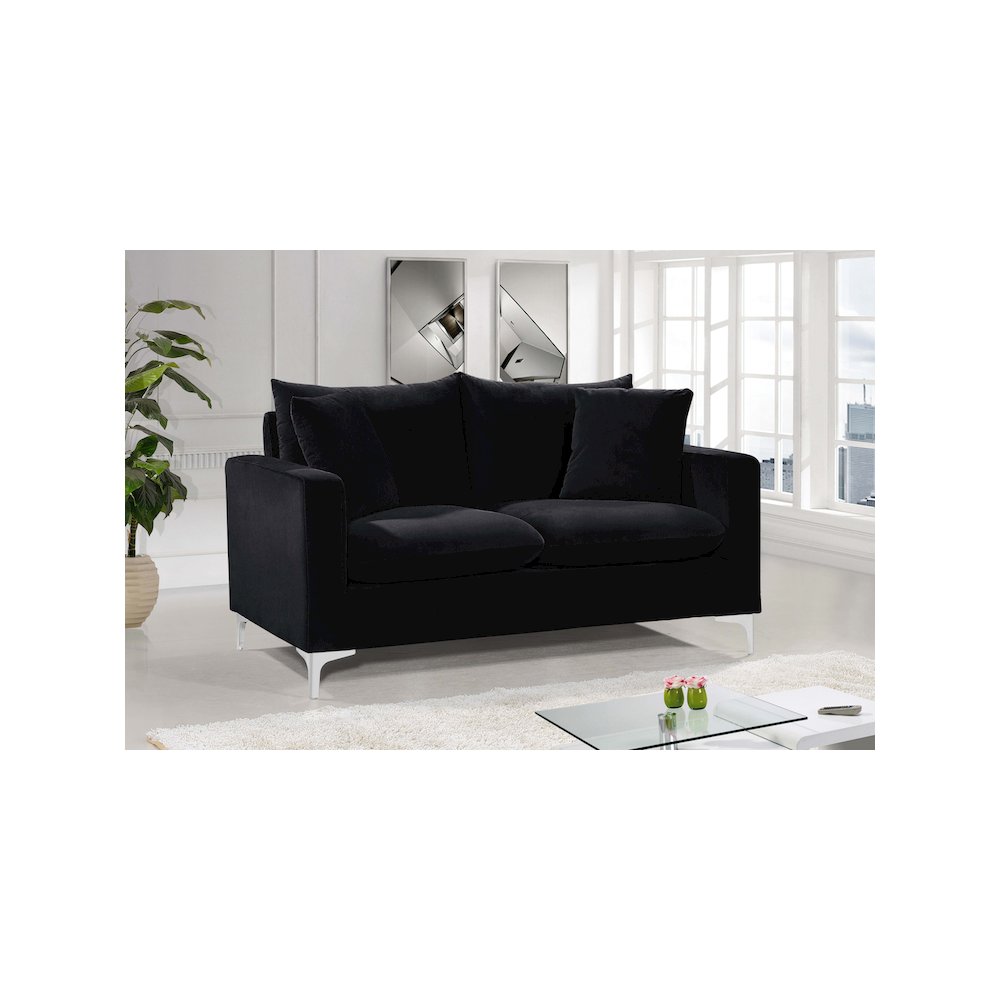Naomi Black Velvet Loveseat