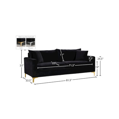 Naomi Black Velvet Sofa