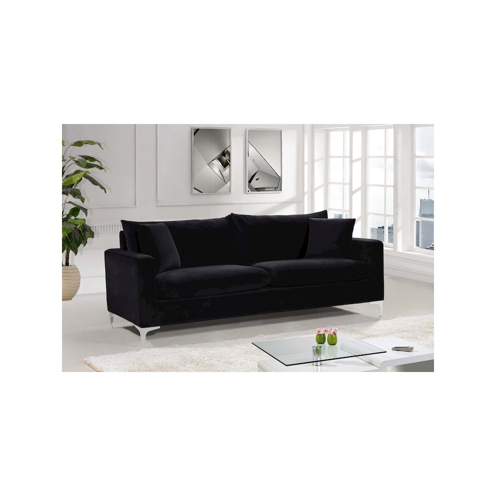 Naomi Black Velvet Sofa
