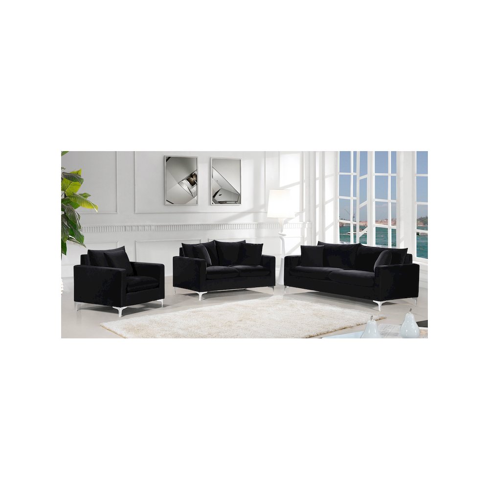 Naomi Black Velvet Sofa