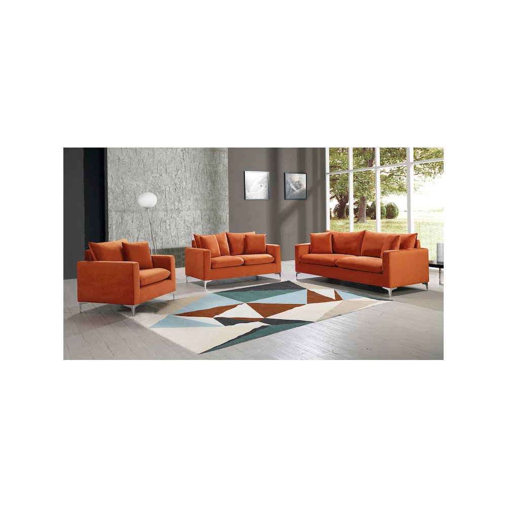 Naomi Cognac Velvet Loveseat