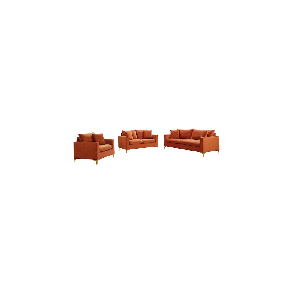 Naomi Cognac Velvet Loveseat