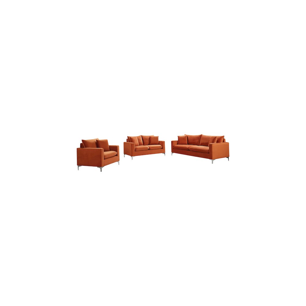 Naomi Cognac Velvet Loveseat