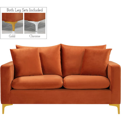 Naomi Cognac Velvet Loveseat