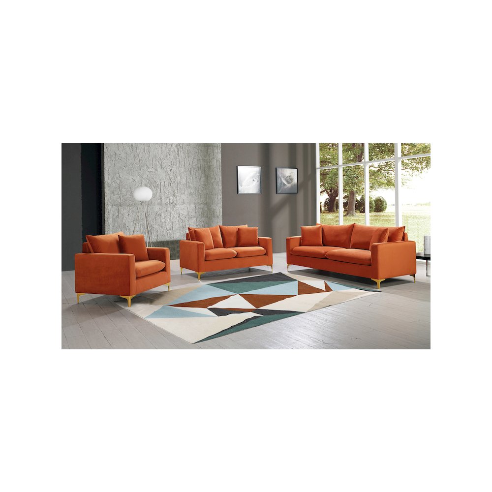 Naomi Cognac Velvet Loveseat