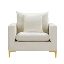 Velvet Accent Chair with Pillow, Comfy Armchair, Cream Velvet