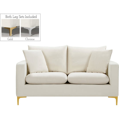 Naomi Cream Velvet Loveseat