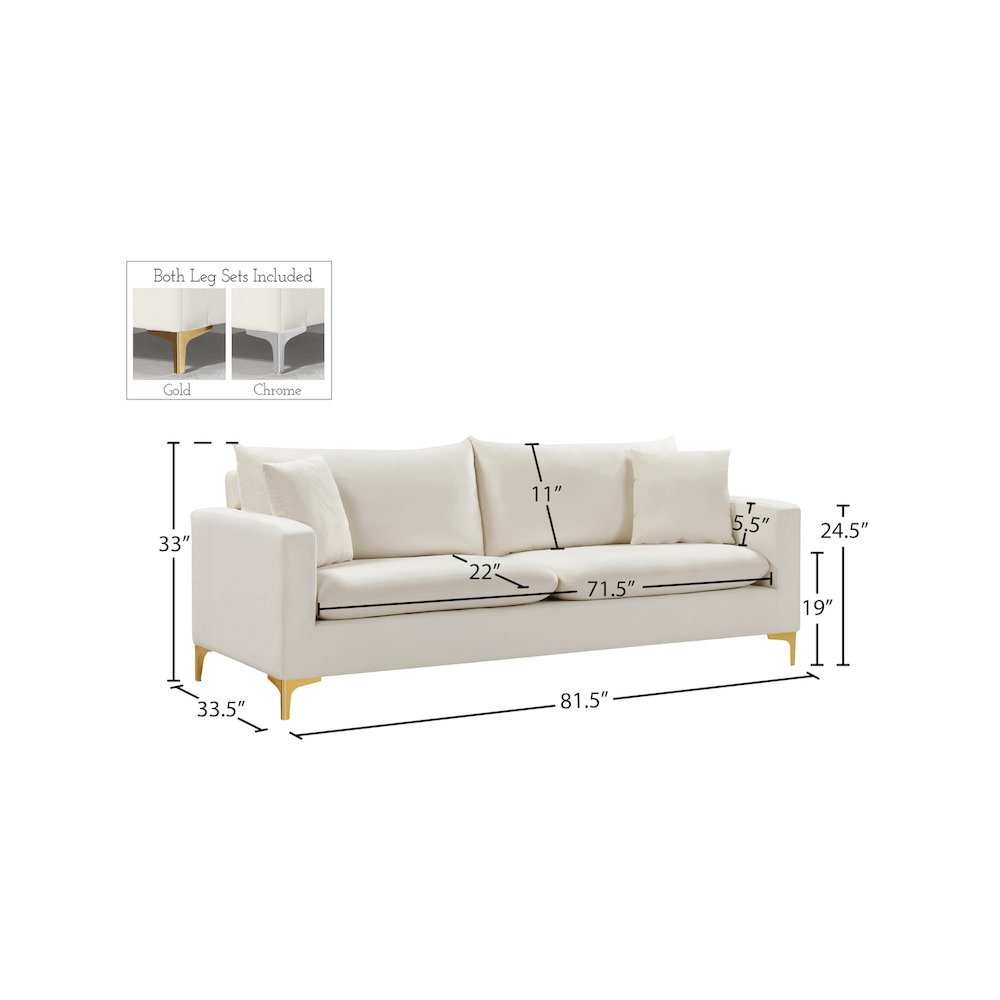 Naomi Cream Velvet Sofa