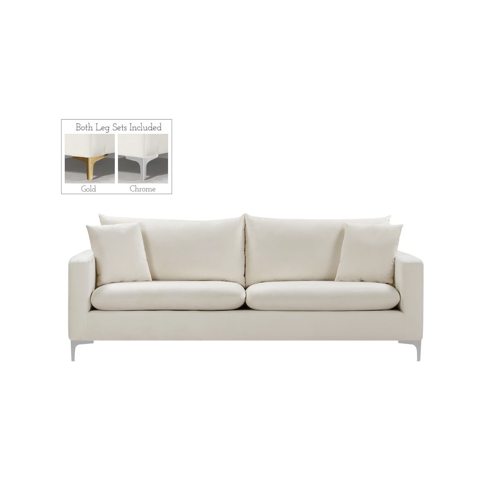Naomi Cream Velvet Sofa