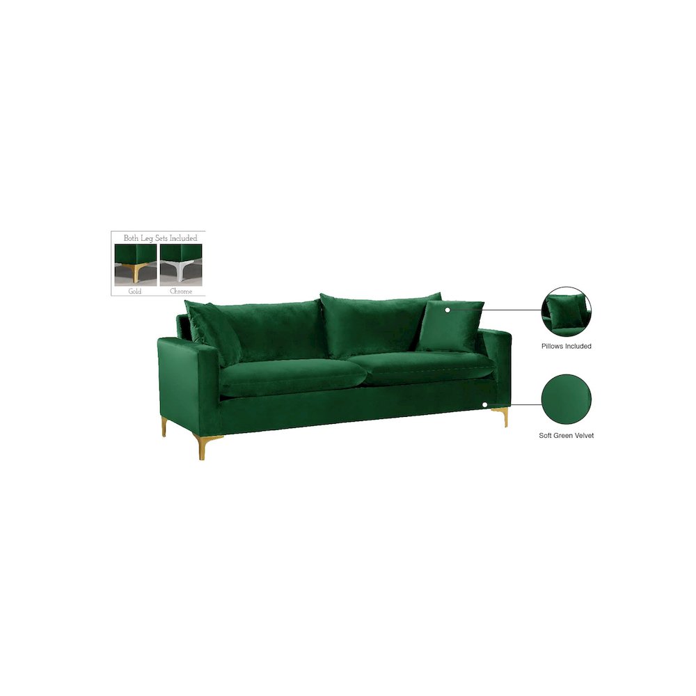 Naomi Green Velvet Sofa