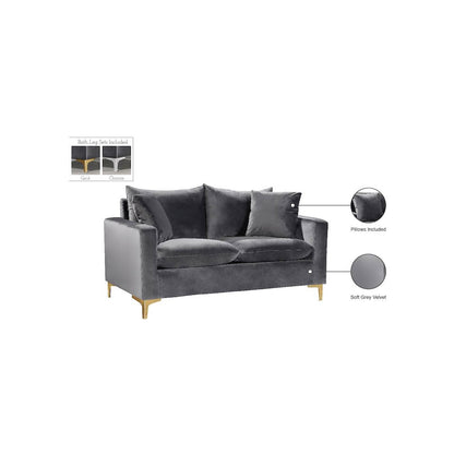 Naomi Grey Velvet Loveseat