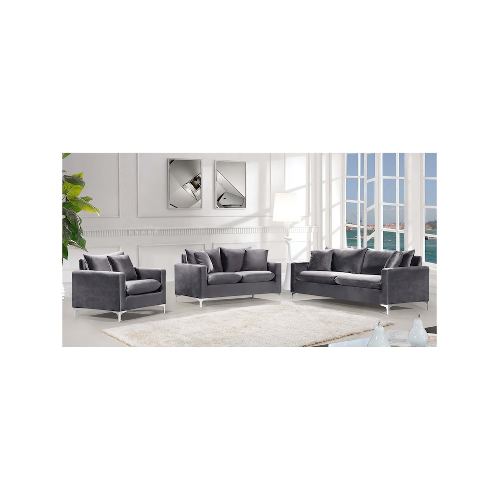 Naomi Grey Velvet Sofa