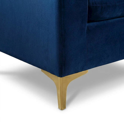 Velvet Accent Chair with Pillow, Comfy Armchair, Navy Velvet