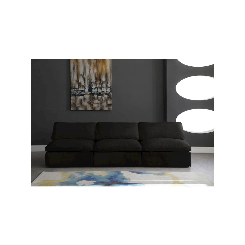 Cozy Black Velvet Comfort Modular Armless Sofa