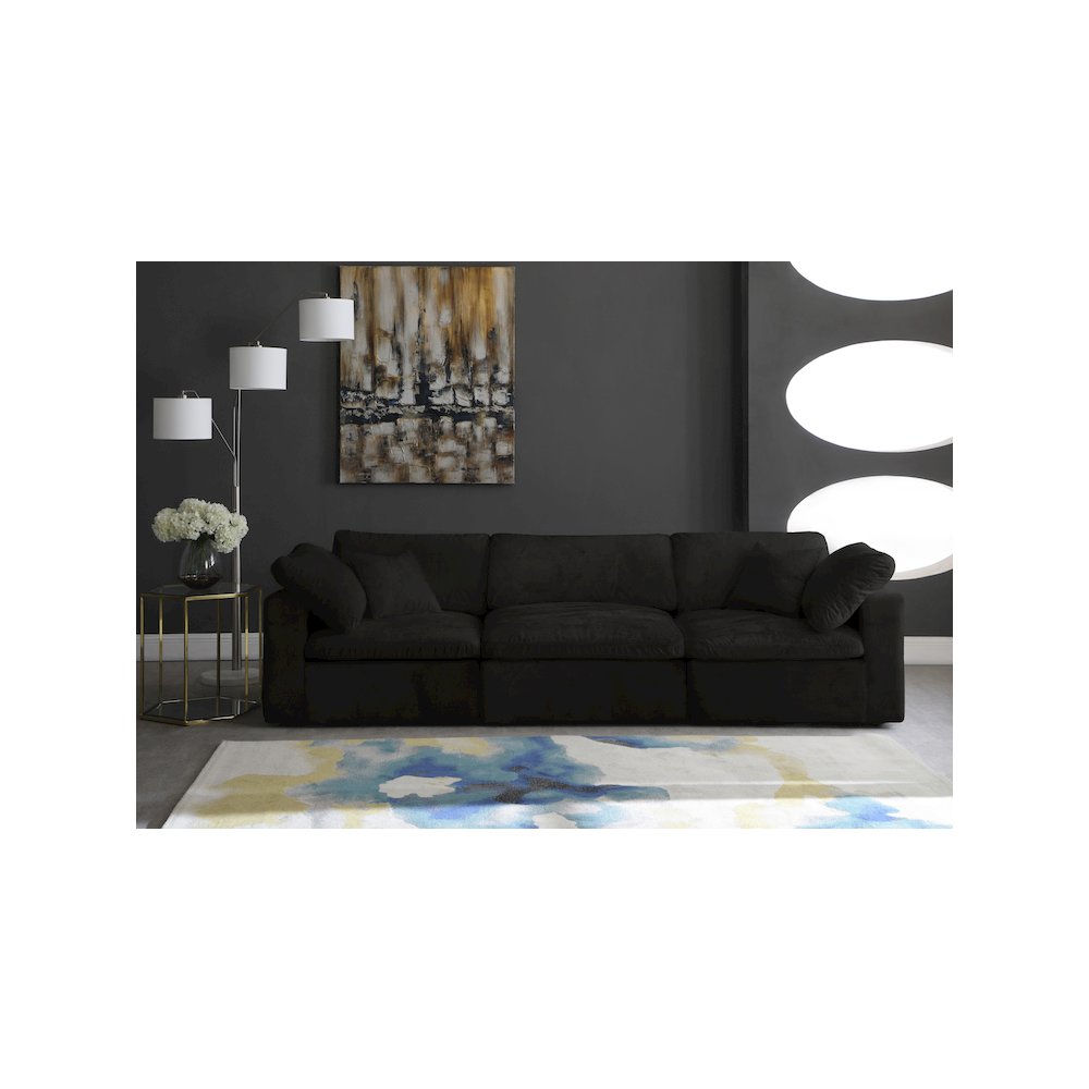 Cozy Black Velvet Comfort Modular Sofa