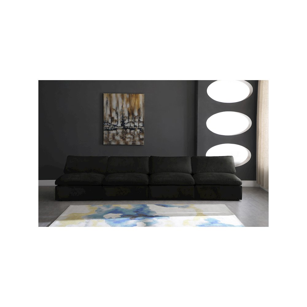 Cozy Black Velvet Comfort Modular Armless Sofa