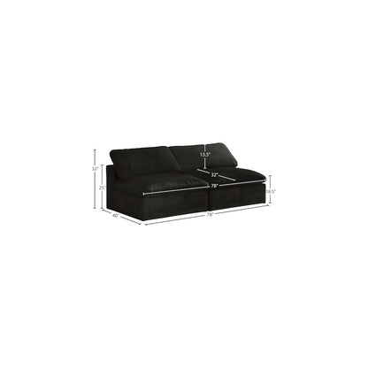 Cozy Black Velvet Comfort Modular Armless Sofa