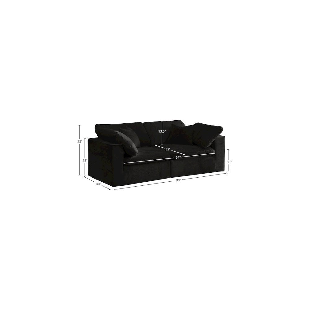 Cozy Black Velvet Comfort Modular Sofa