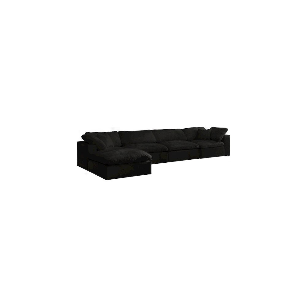 Cozy Black Velvet Comfort Modular Sectional