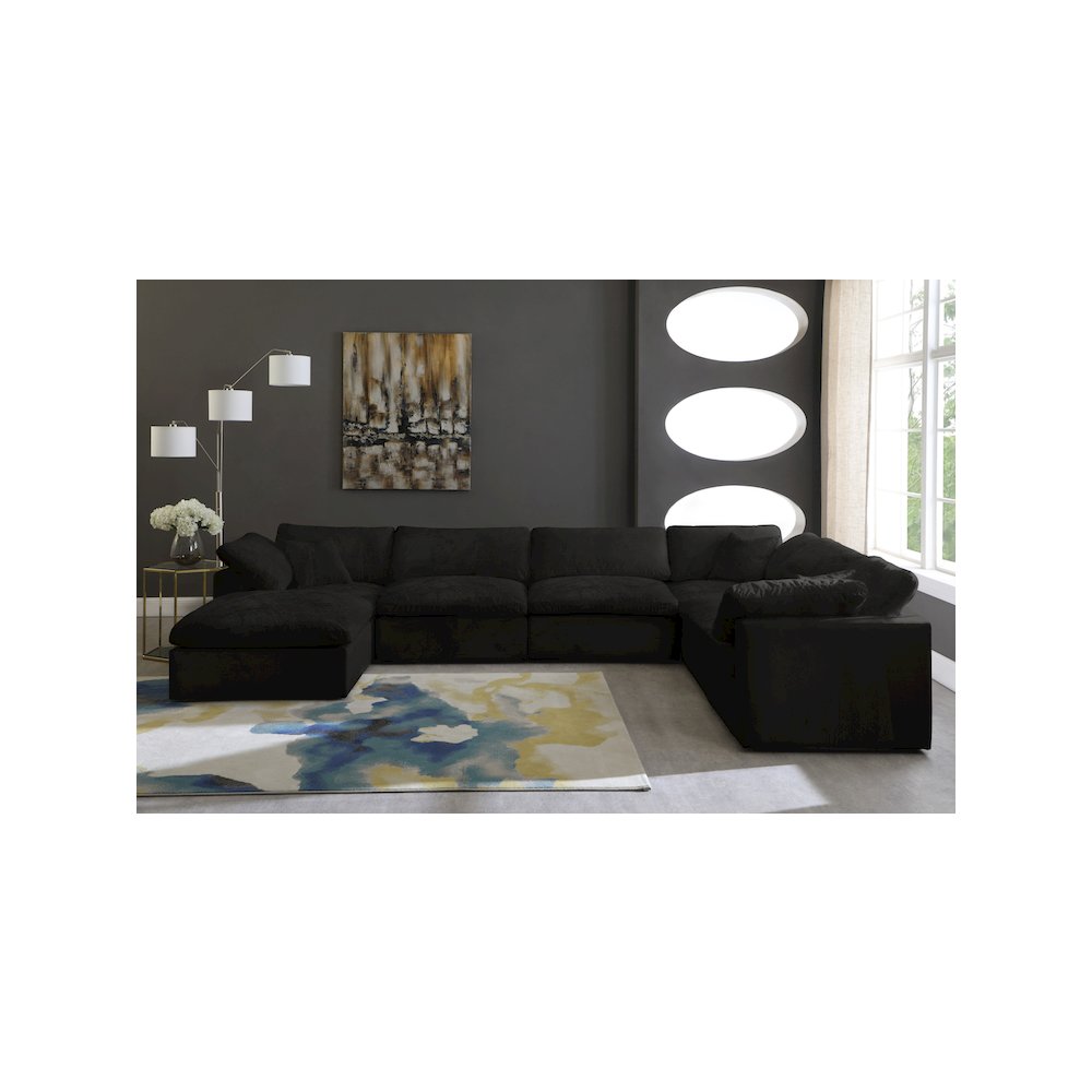 Cozy Black Velvet Comfort Modular Sectional