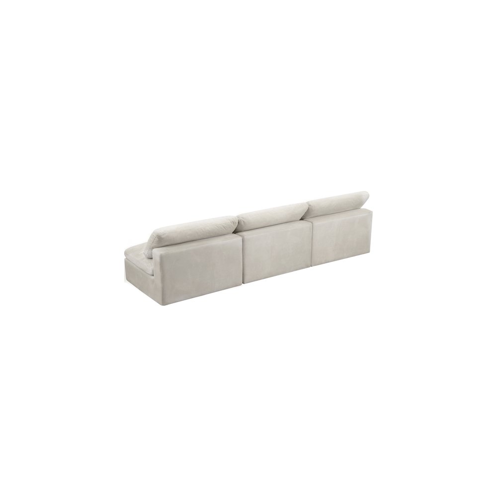 Cozy Cream Velvet Comfort Modular Armless Sofa