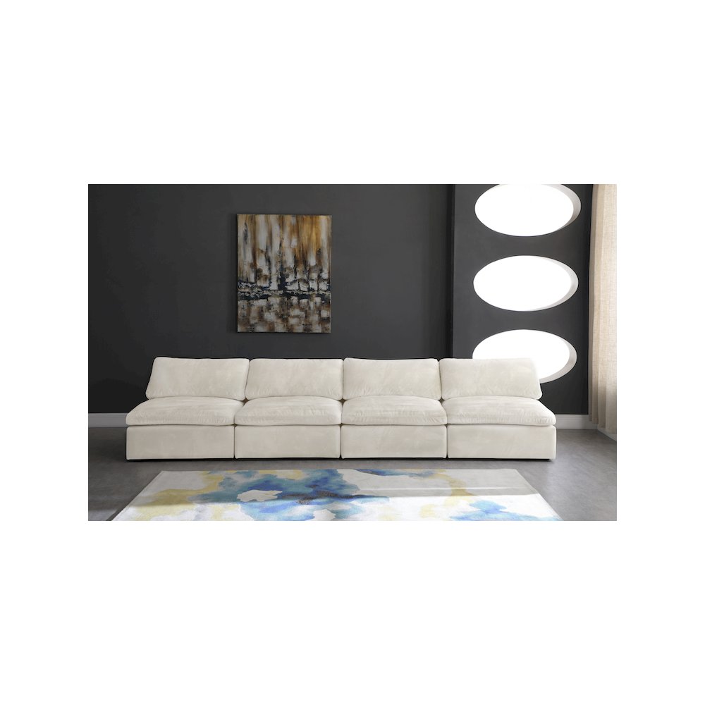 Cozy Cream Velvet Comfort Modular Armless Sofa