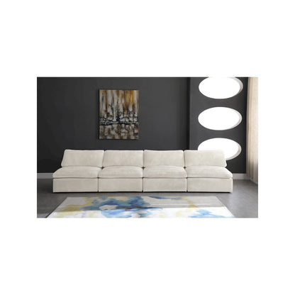 Cozy Cream Velvet Comfort Modular Armless Sofa