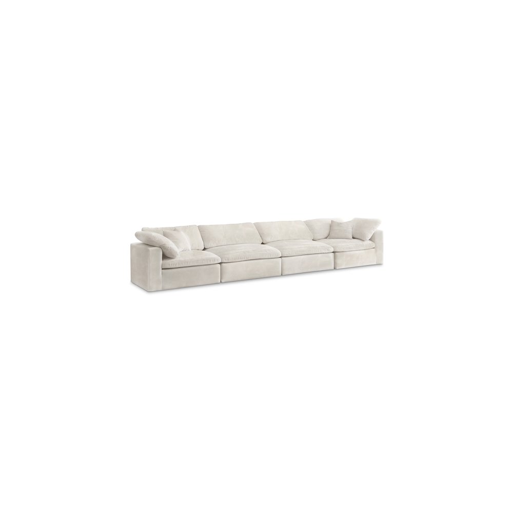 Cozy Cream Velvet Comfort Modular Sofa