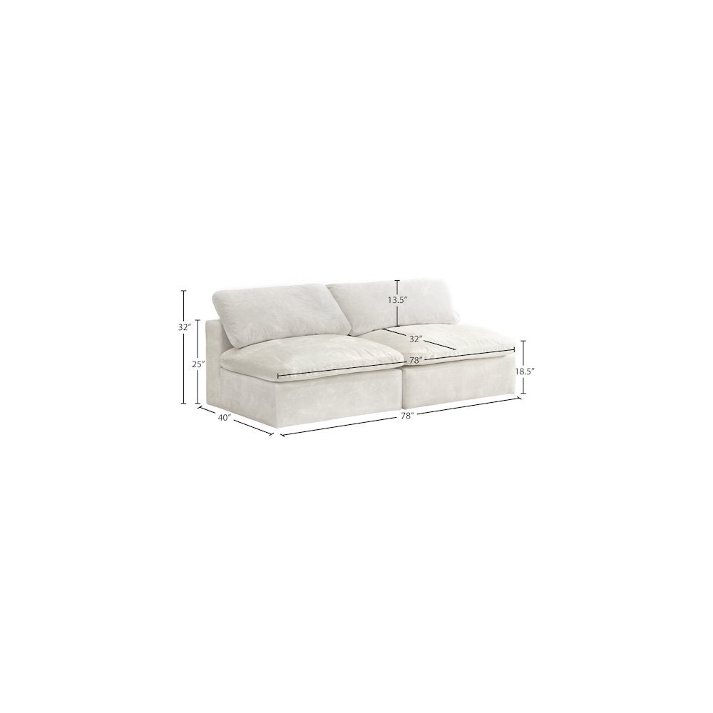 Cozy Cream Velvet Comfort Modular Armless Sofa