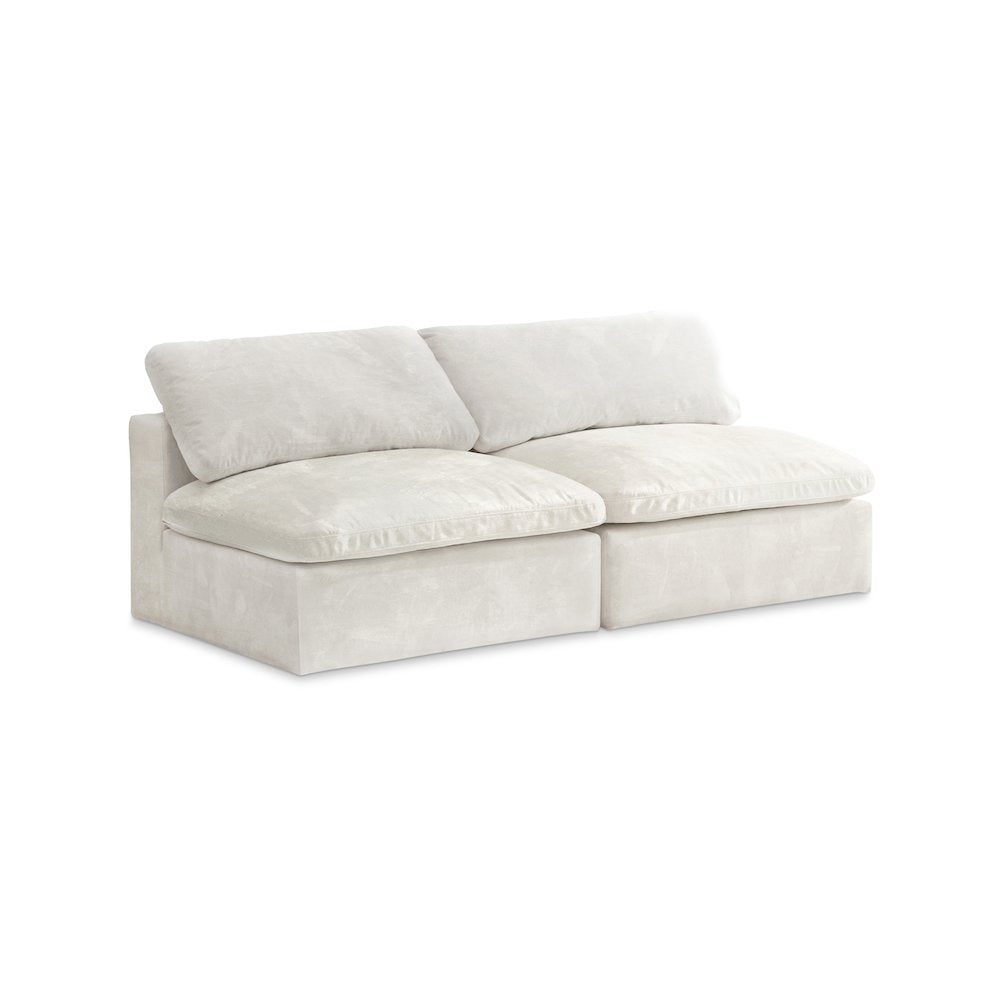 Cozy Cream Velvet Comfort Modular Armless Sofa