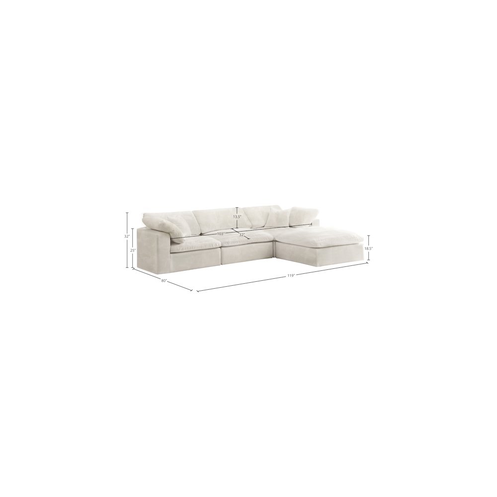 Cozy Cream Velvet Comfort Modular Sectional