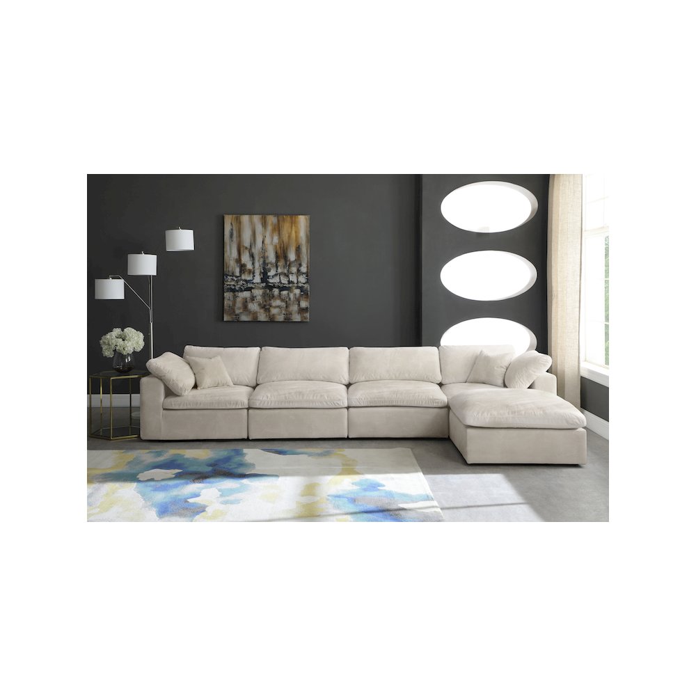 Cozy Cream Velvet Comfort Modular Sectional